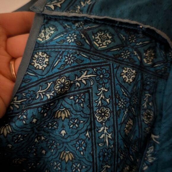 Ritu Kumar 100% Silk Paisley Floral Indian Blue Dress Size Large - Picture 6 of 10